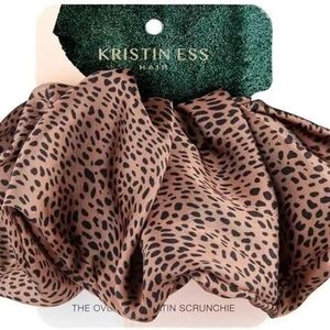 Kristin Ess The Oversized Satin Scrunchie in Cheetah print. OS